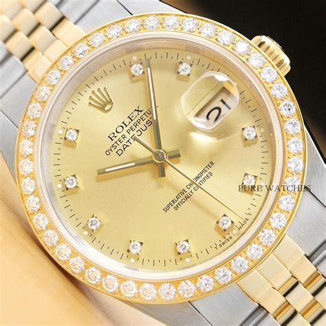 two tone rolex diamond bezel|authentic rolex diamond bezels.